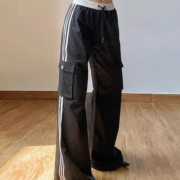 Striped Patchwork Drawstring Pants - Picture 3 of 3